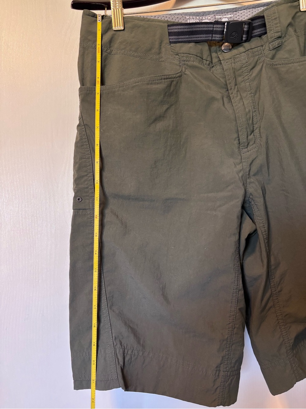 Mountain Hardwear Stryder Olive Green Men's belted Cargo Shorts Medium - Picture 4 of 6